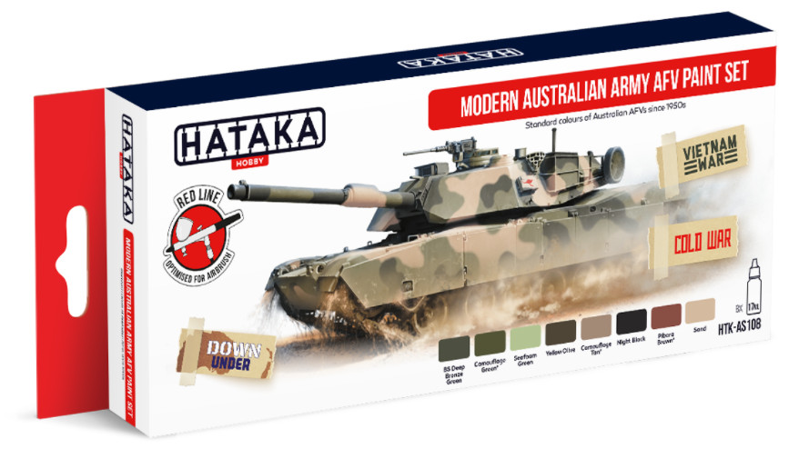 HATAKA AS108 Modern Australian Army AFV Paint Set 8 x 17ml Bottles POD Postage