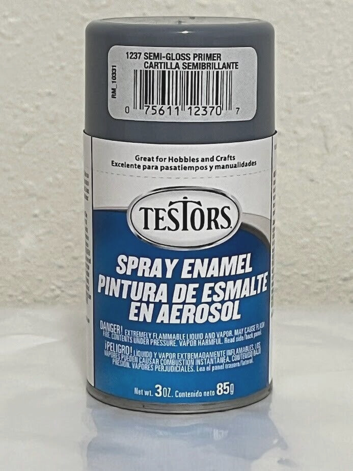 Testors Spray Paint ~ Gray Semi-Gloss Primer 1237T Enamel 3oz Rust-Oleum Grey