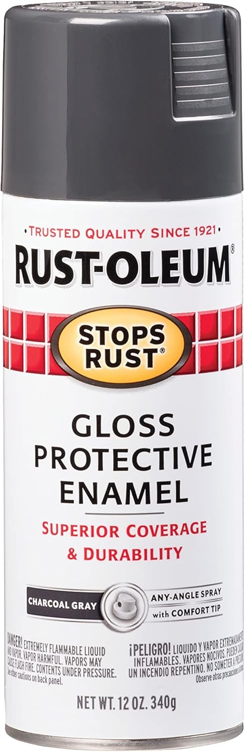Rust-Oleum 7784830 Stops Rust Spray 12 Ounce (Pack of 1), Gloss Charcoal Gray