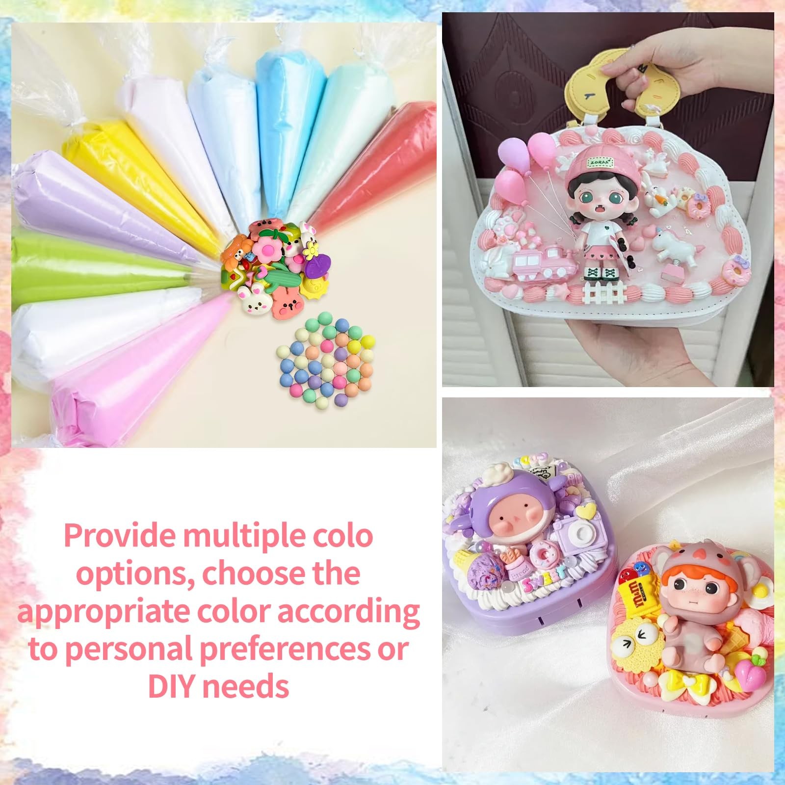 10 Colors 3.5 Oz Decoden Cream Kit, Fake Whipped Cream Glue Clay, Decoden Cas…
