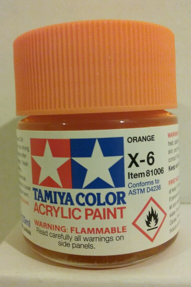 Tamiya acrylic paint. X-6 Orange 23ml.