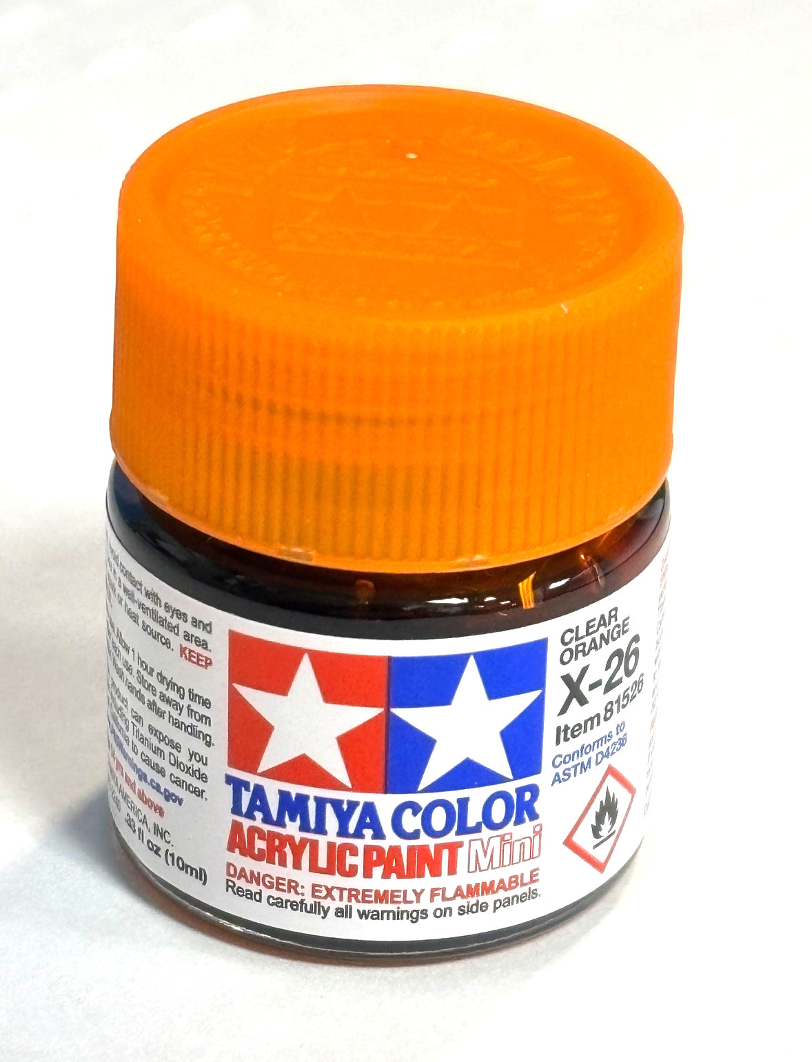 Tamiya “Mini” Acrylic model paint – X-26 81526 Clear Orange (transparent gloss)