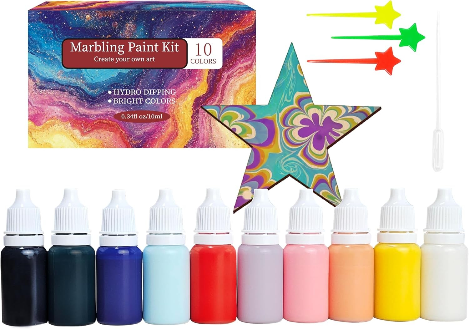 14 Pcs Water Marbling Paint Art Kit Magic Water, Turkish Marble Pattern Acrylic