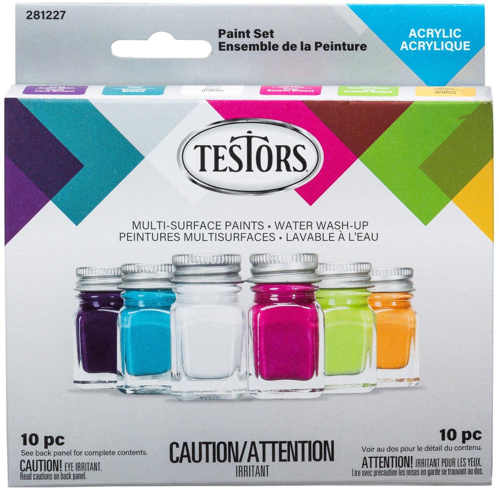 Testors Acrylic Paint Sets, 10 pc Trend Colors- 281227