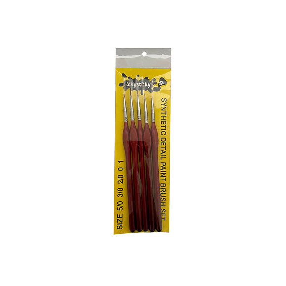 IckySticky Synthetic Paint Brush Set (5pk: 5/0, 3/0, 2/0, 0, 1)