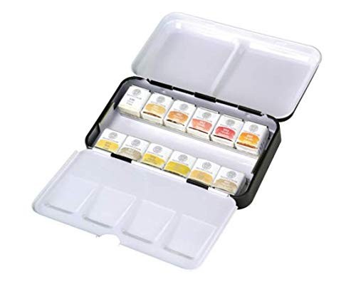 Professional Watercolor Paint Set Tin Case 12 Metallic Colors Art Supplies