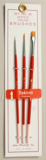 Atlas Brush 55 10/0, 0, Flat 1 Taklon Detailing Atlas Brush (Set of 3)