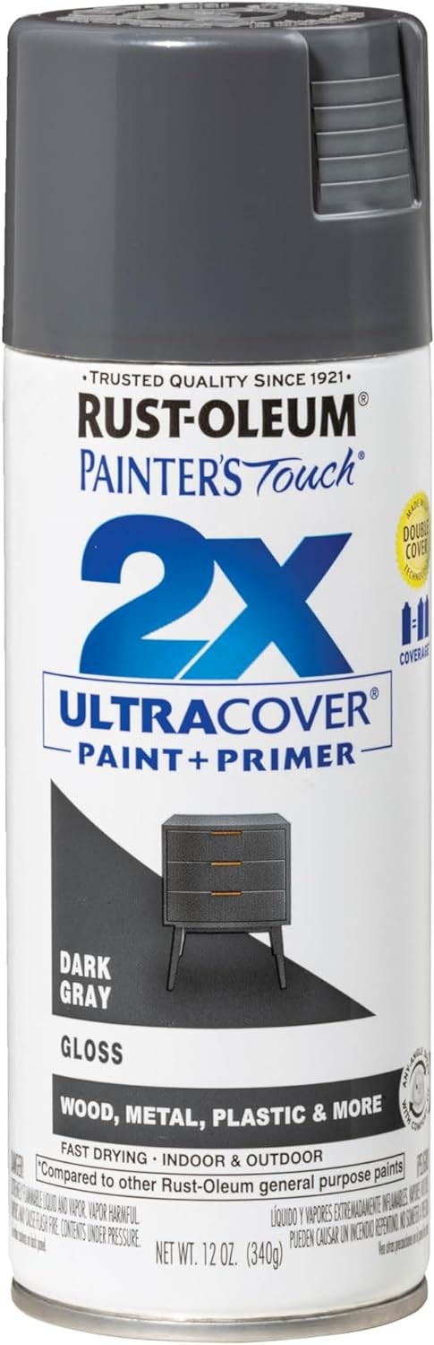 Rust-Oleum 334031 Painter’s Touch 2X 12 Ounce (Pack of 1), Gloss Dark Gray