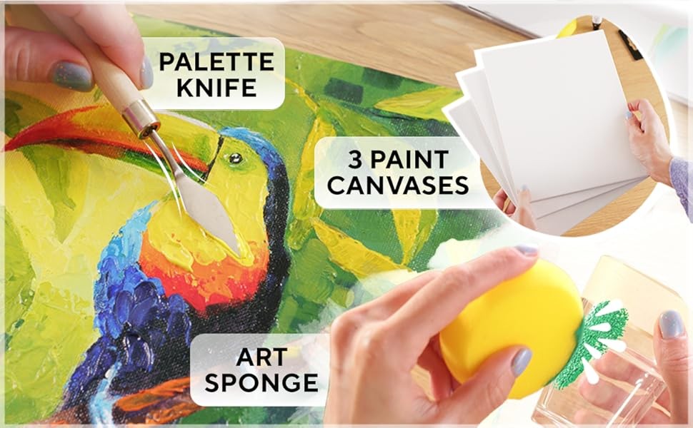 Complete Acrylic Paint Set – 12х Rich Pigment Colors & 6x Art Brushes – Includes