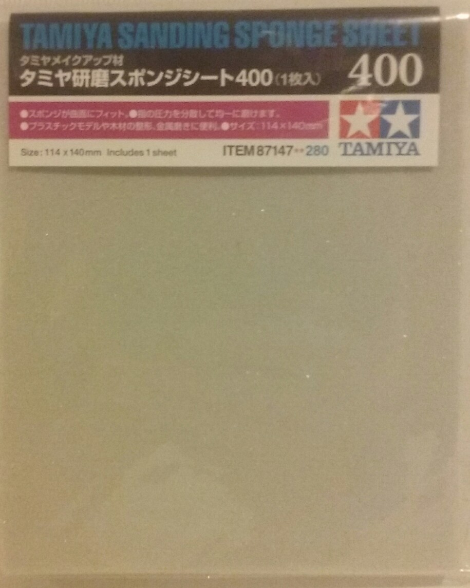 Tamiya Sanding sponge sheet 87147, 400 grit.
