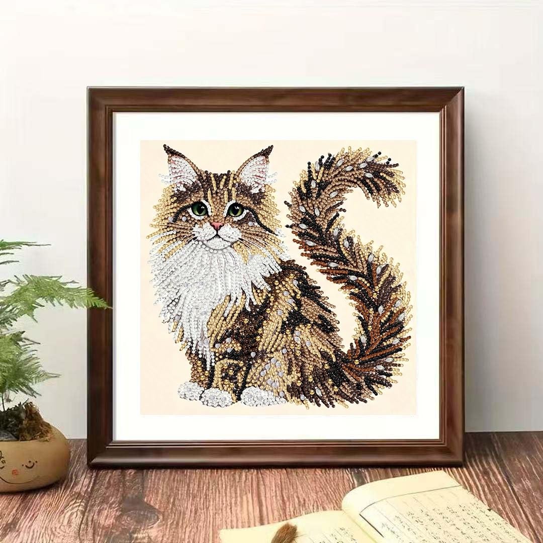 Cat Diamond Painting Kit for Adults,5D Animal Special Shaped Diamond Art Kits fo