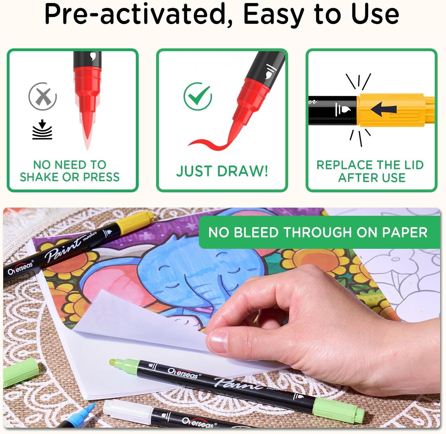 24 Dual-Tip Acrylic Paint Markers Pens – Acrylic Paint Pens with Brush and Dot