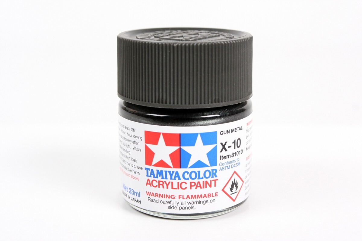 Tamiya 81010 X-10 Gun Metal Acrylic Paint 23ml Large Bottle – US