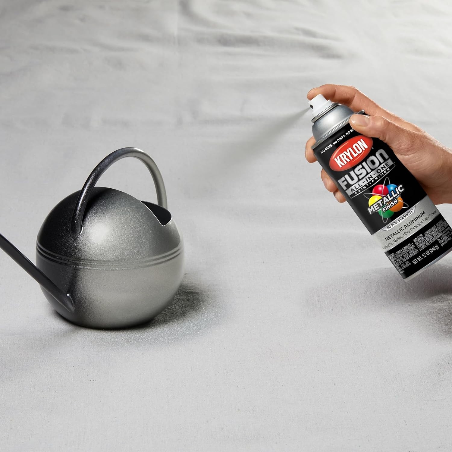 Krylon Fusion All-In-One Adhesive Spray Paint 12 Ounce (Pack of 1), Aluminum