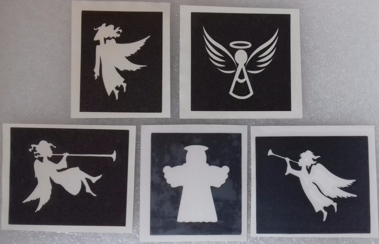 10 – 400 Angels (mixed) stencils for glitter tattoos / airbrush Christmas wings