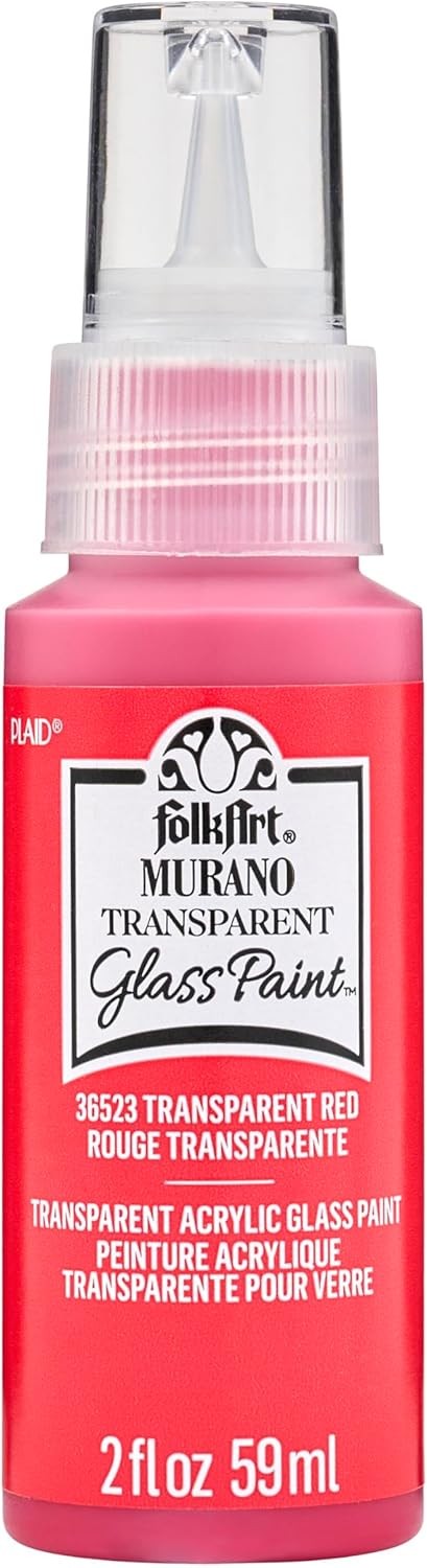 Murano Transparent Acrylic Glass Paint, Red, for Indoor and Outdoor Arts and