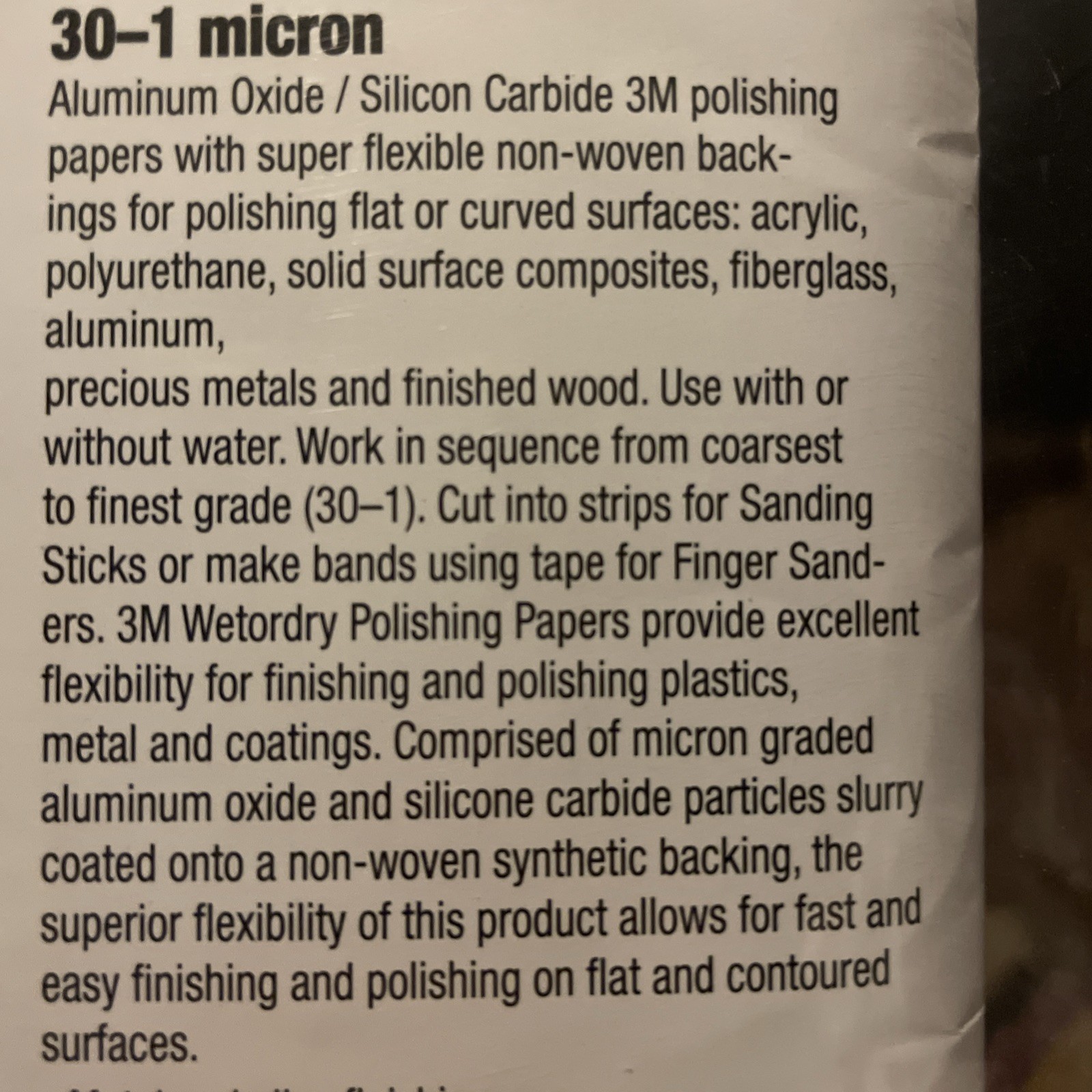 Zona 8.5in x11in 3M Wet or Dry Micron Graded Polishing 6pc ZNA37948-NEW