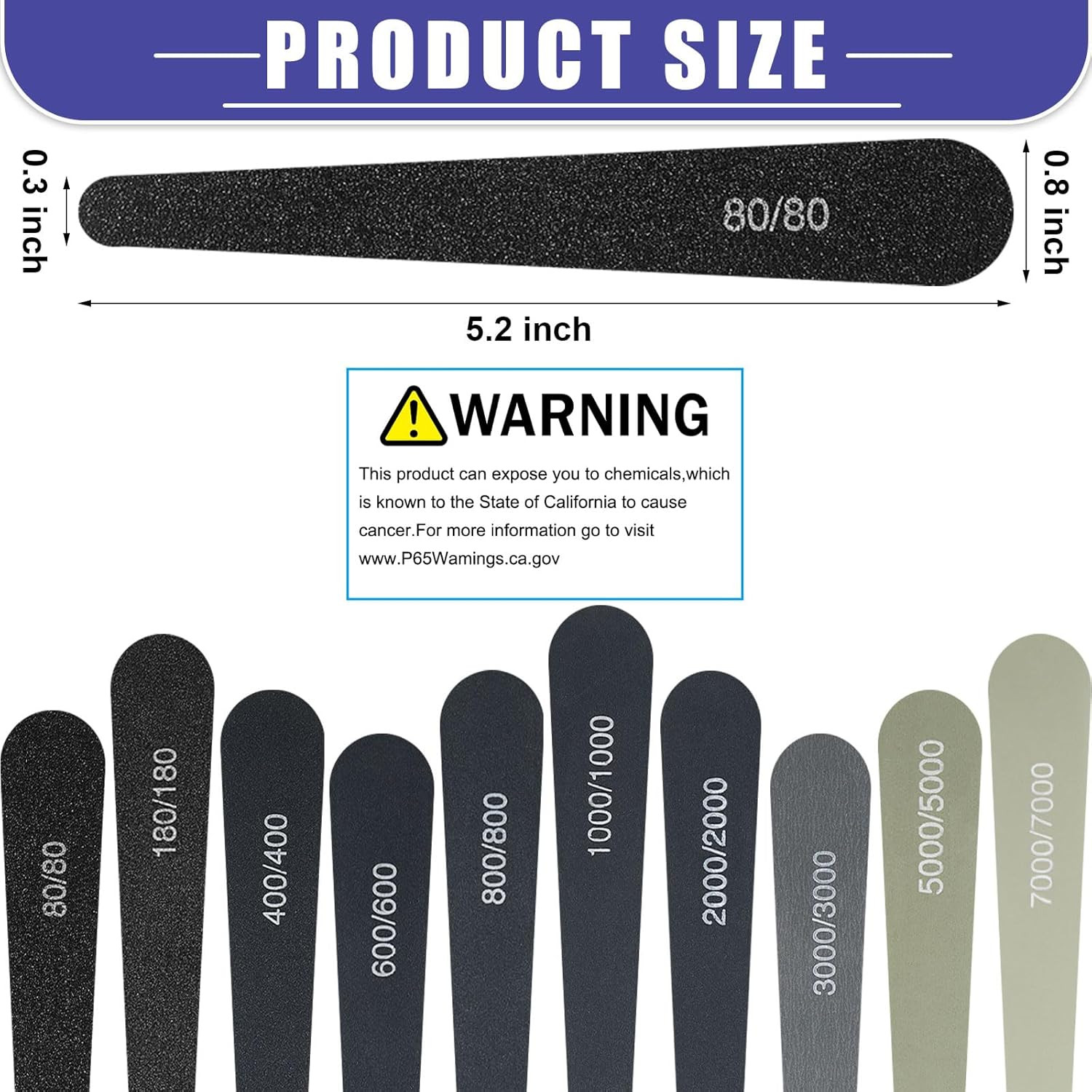 10 Pcs Sanding Sticks Assorted Grits for Crafts, Metal, and Wood