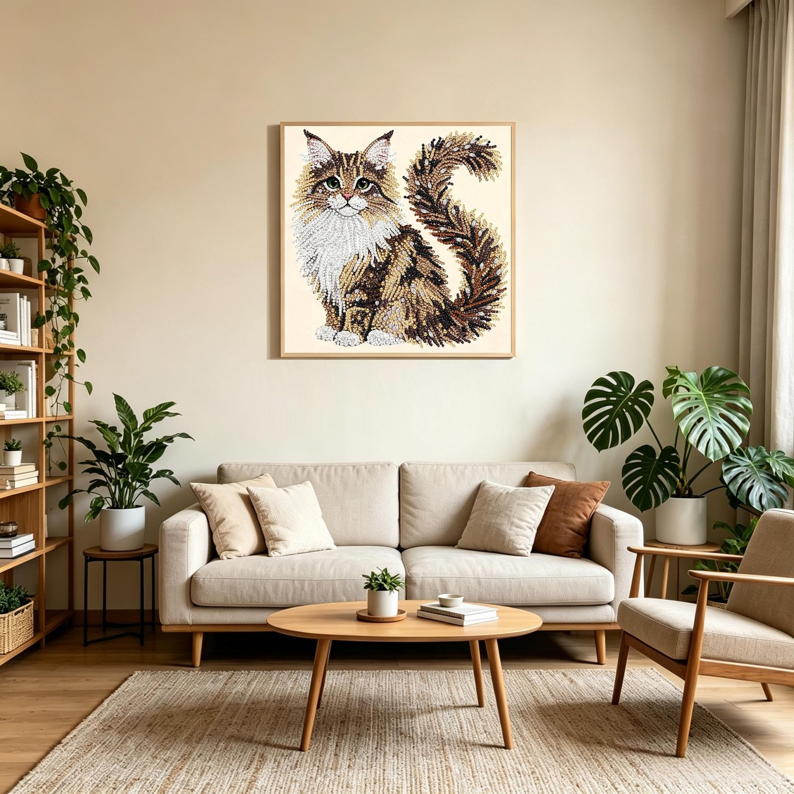 Cat Diamond Painting Kit for Adults,5D Animal Special Shaped Diamond Art Kits fo