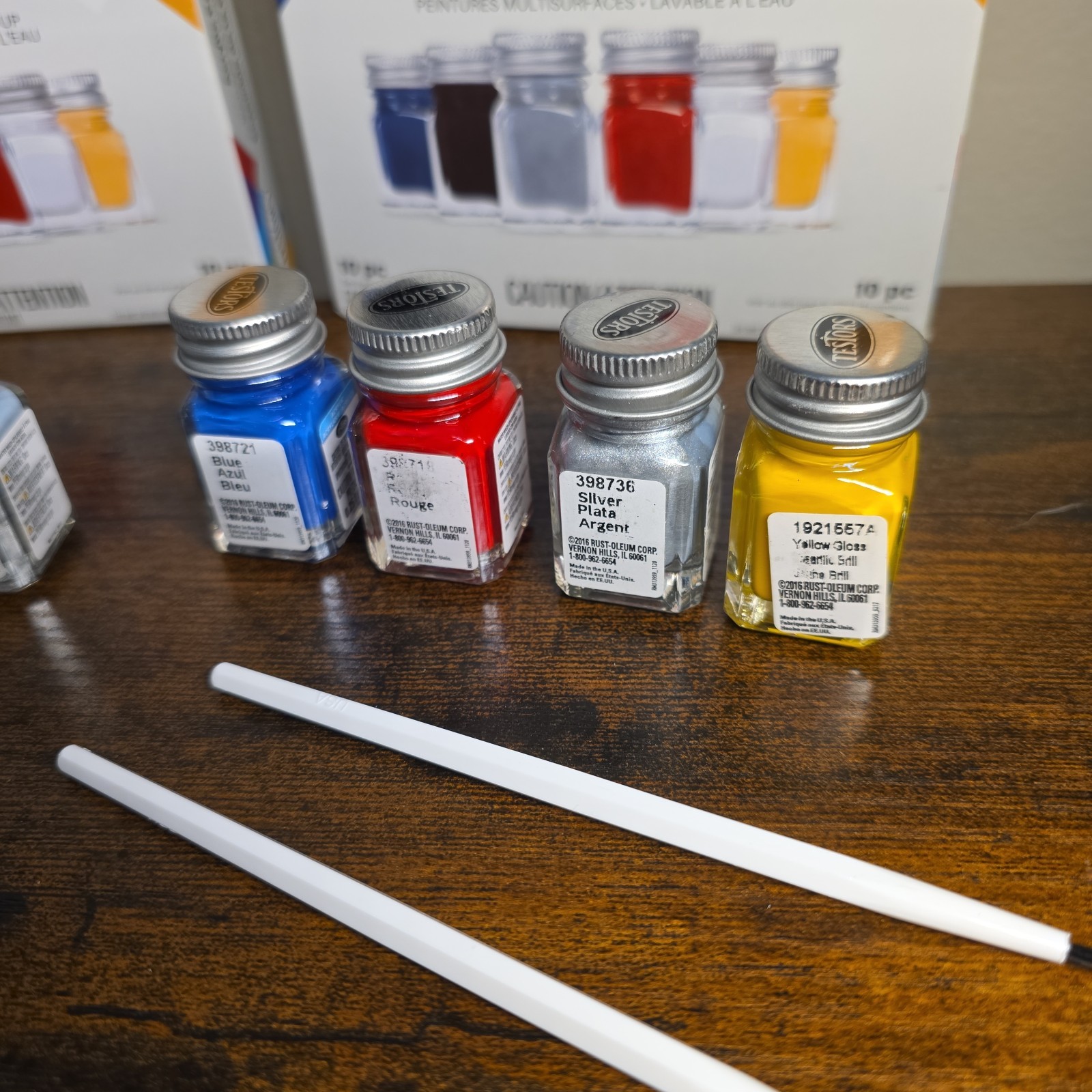 Testors Acrylic Paint Set Lot 290291 Multi-Surface Glass Bottles Brushes