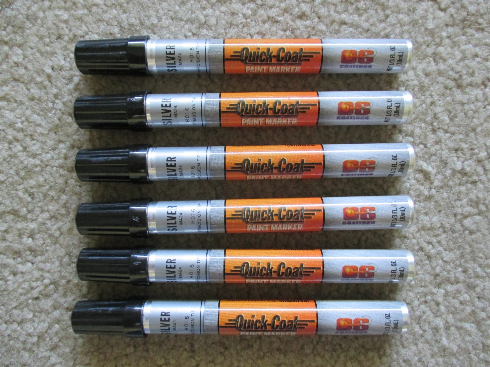 6 NEW SILVER ENAMEL PAINT MARKER PENS MODELS CRAFTS DETAILING TOUCH UP LURES