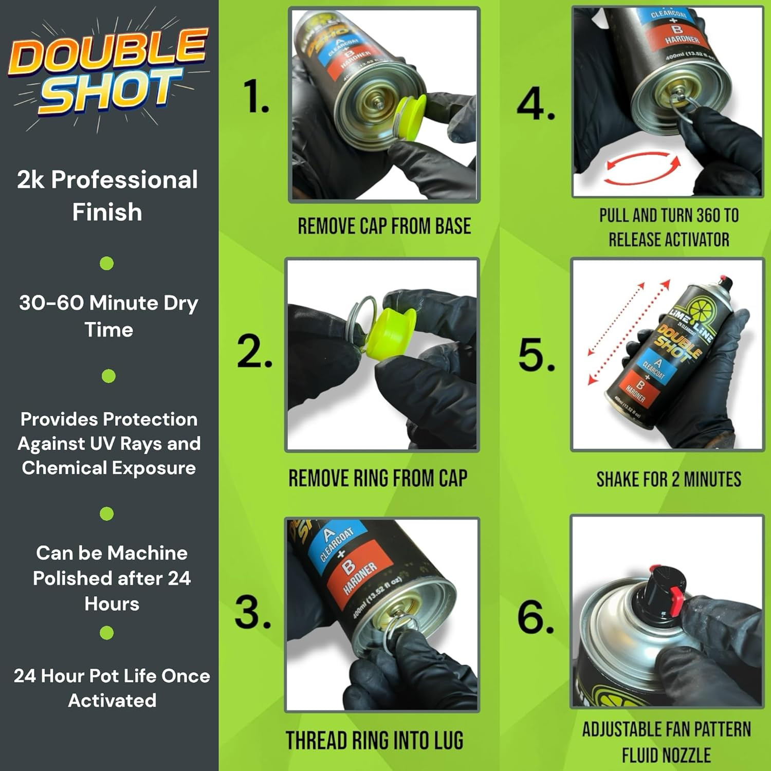 High Gloss 2K Clearcoat Spray/Aerosol Can Automotive 2 Part Professional Finish