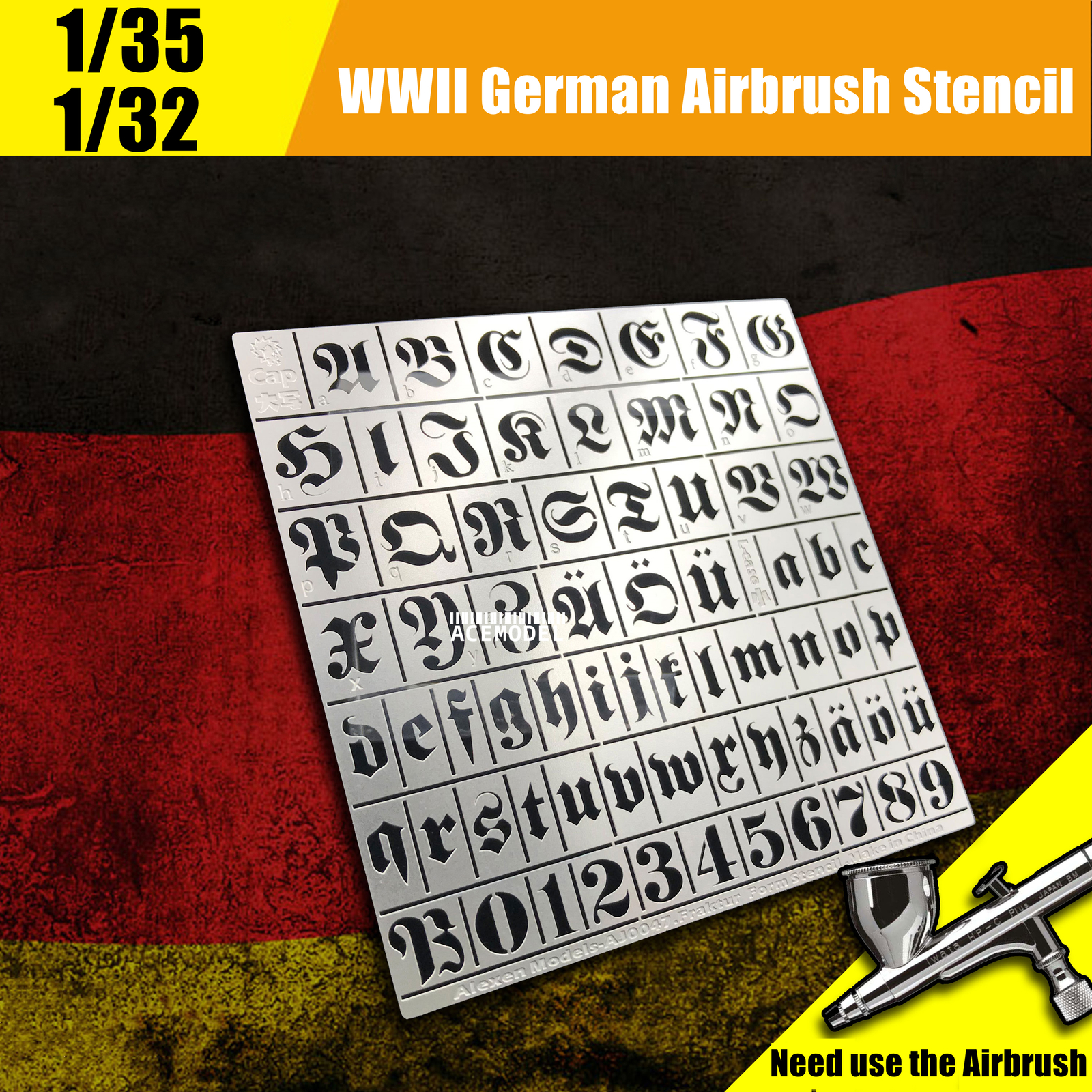 1/35 WWII German Tank City Slogan/Number Stenciling Template Model Building Tool