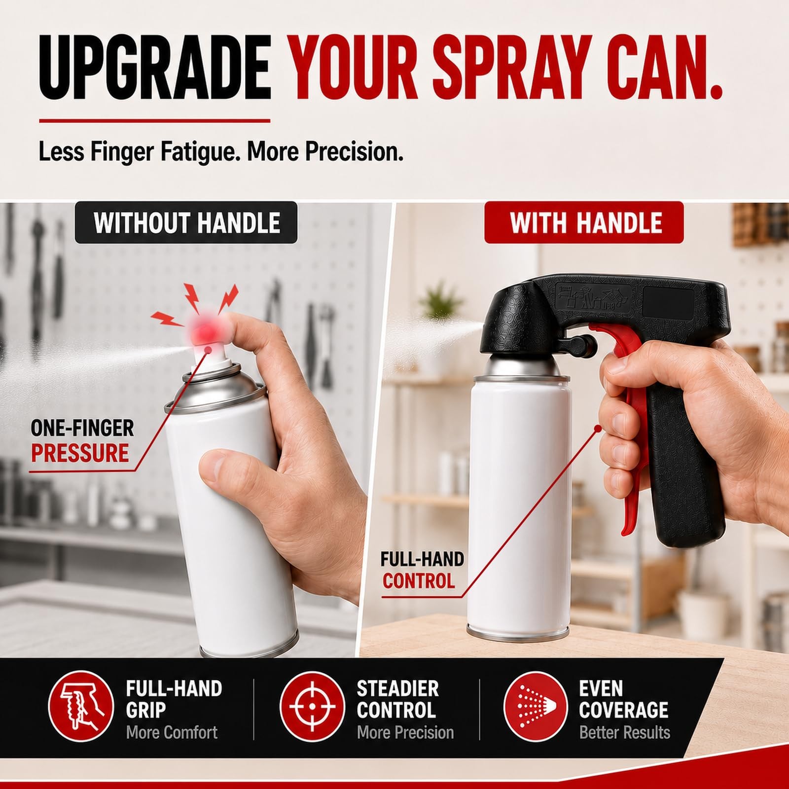 Spray Paint Can Trigger Handle 1 Pack with Hook, Ergonomic Aerosol Can Grip