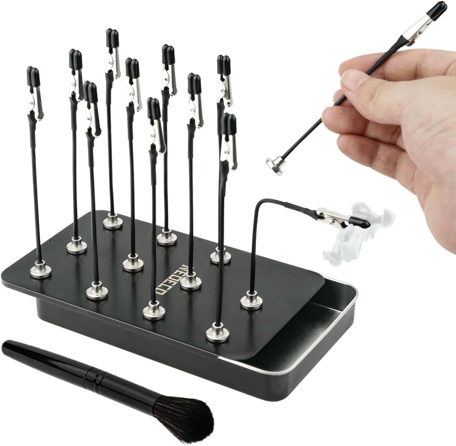 Model Painting Stand Base, 12PCS Bendable Clips and Brush Set for Modeling Tools