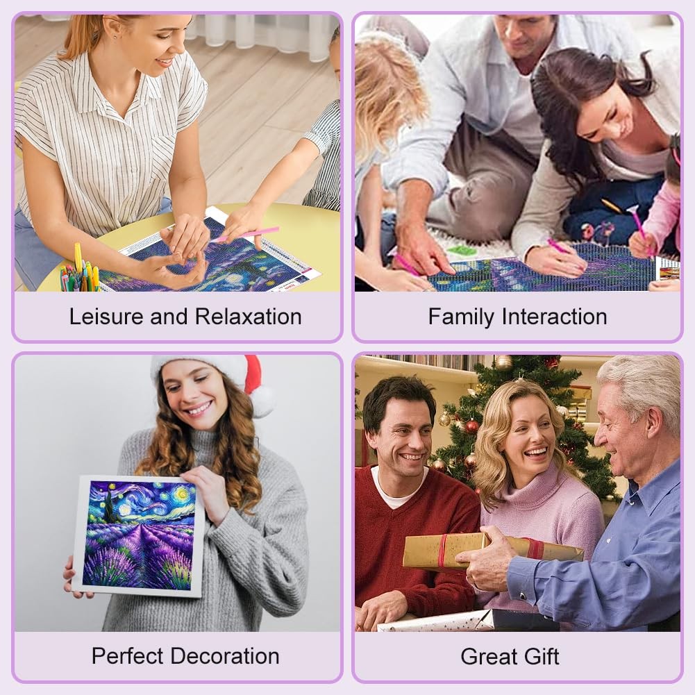 Diamond Art Painting Kits for Adults Lavender, Flower Round Full Drill Diamond..
