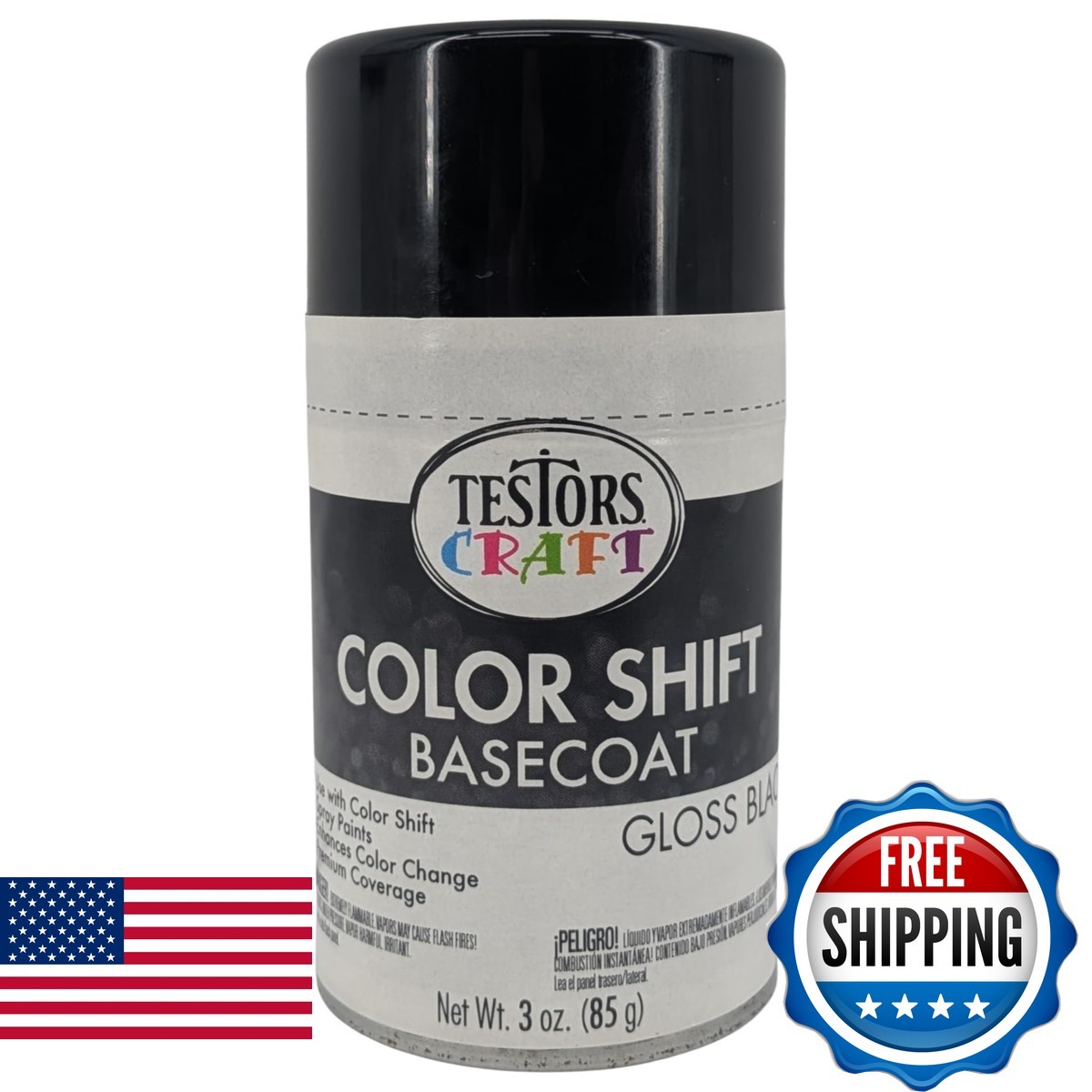 Testors Color Shift Aerosol Paint Base Coat Gloss Black 3 oz