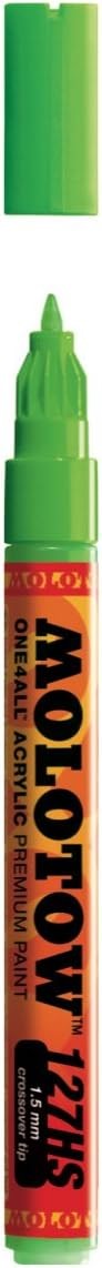 Molotow ONE4ALL Acrylic Paint Marker, 1.5mm, Neon Green Fluorescent, 1 Each