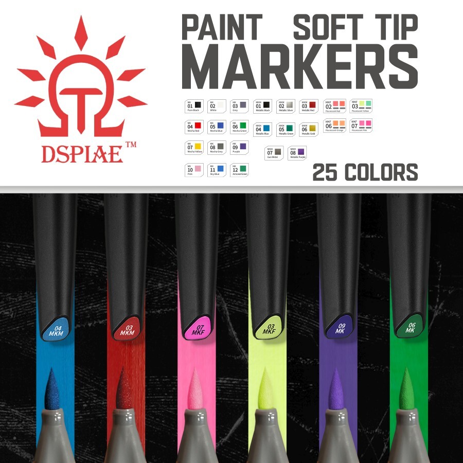 DSPIAE: Soft Tip Paint & Metallic Markers – Gunpla : Mecha – Paint Marker Range