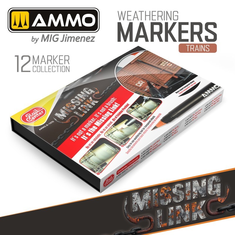 AMMO by Mig: Trains – MISSING LINK – Marker Weathering – Markers – AMMO.R-1070