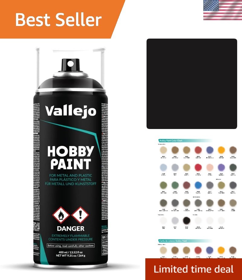 Black Hobby Spray Primer 13.52 Fl. Oz. | Ideal for Detailed Models & Miniatures