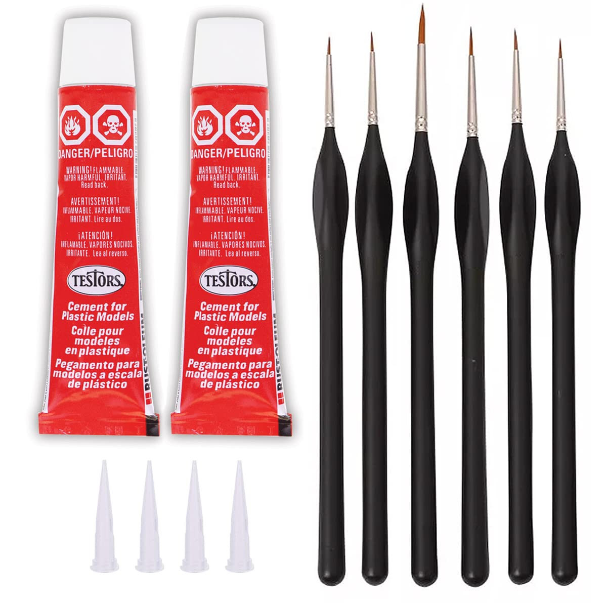Testors Plastic Cement Glue and Miniatures Paint Brushes – Strong Fast Drying