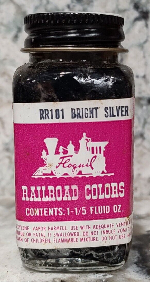 FLOQUIL RAILROAD COLORS MODEL PAINT – 1 1/5 oz OUNCE – RR101 BRIGHT SILVER 1969!
