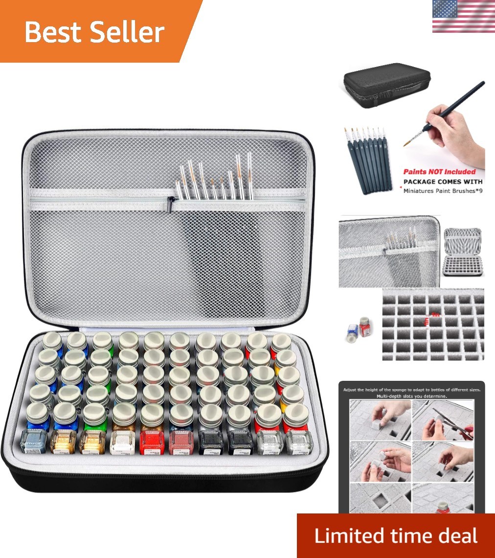 Testors Model Paint Storage Case – Holds 60 Bottles, 9 Detail Brushes Included