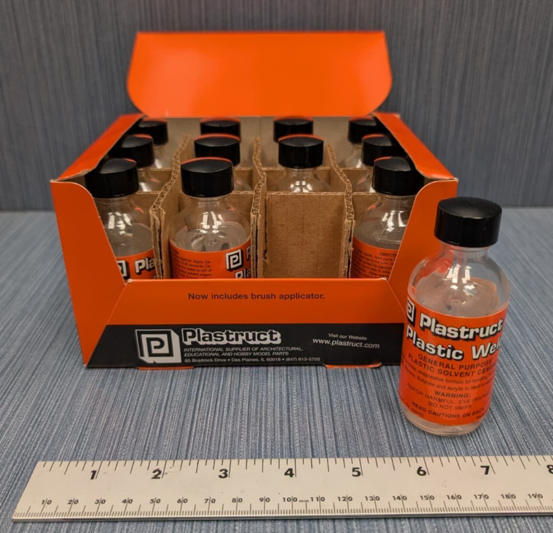 12 Pack of Plastruct 2oz. Bottle Plastic Weld