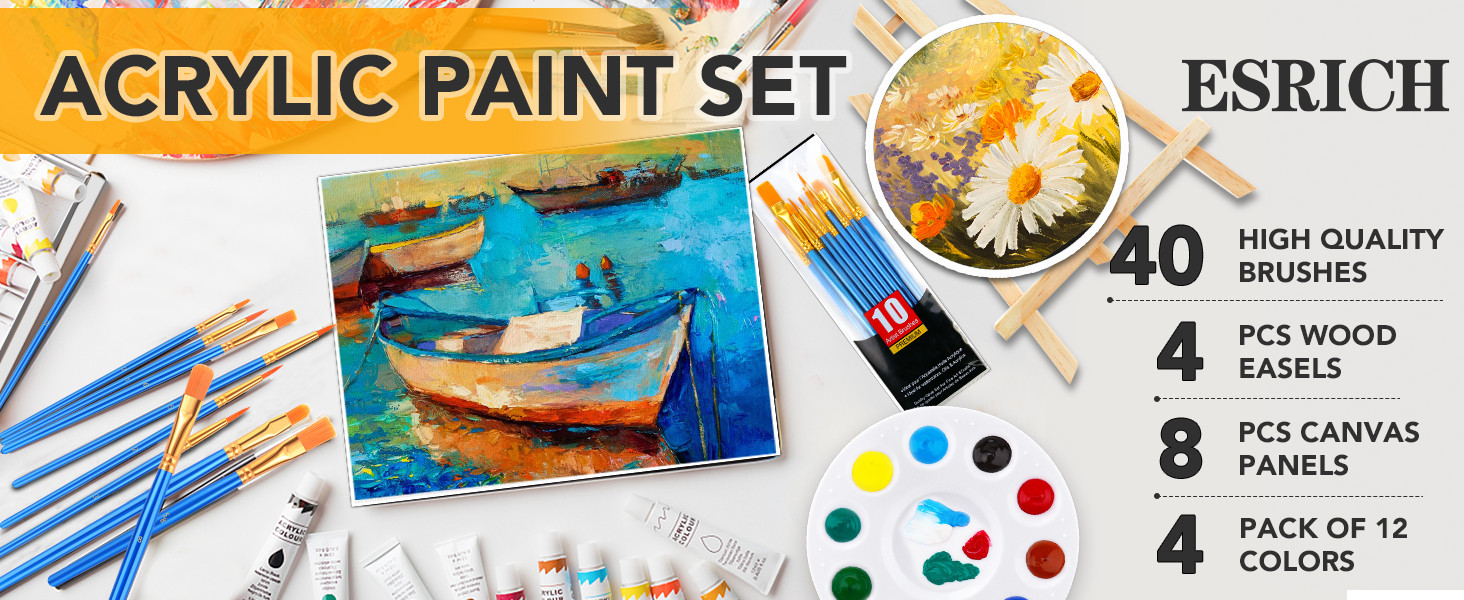Acrylic Paint Canvas Set,104 Piece Professional Painting Supplies Kit with 4