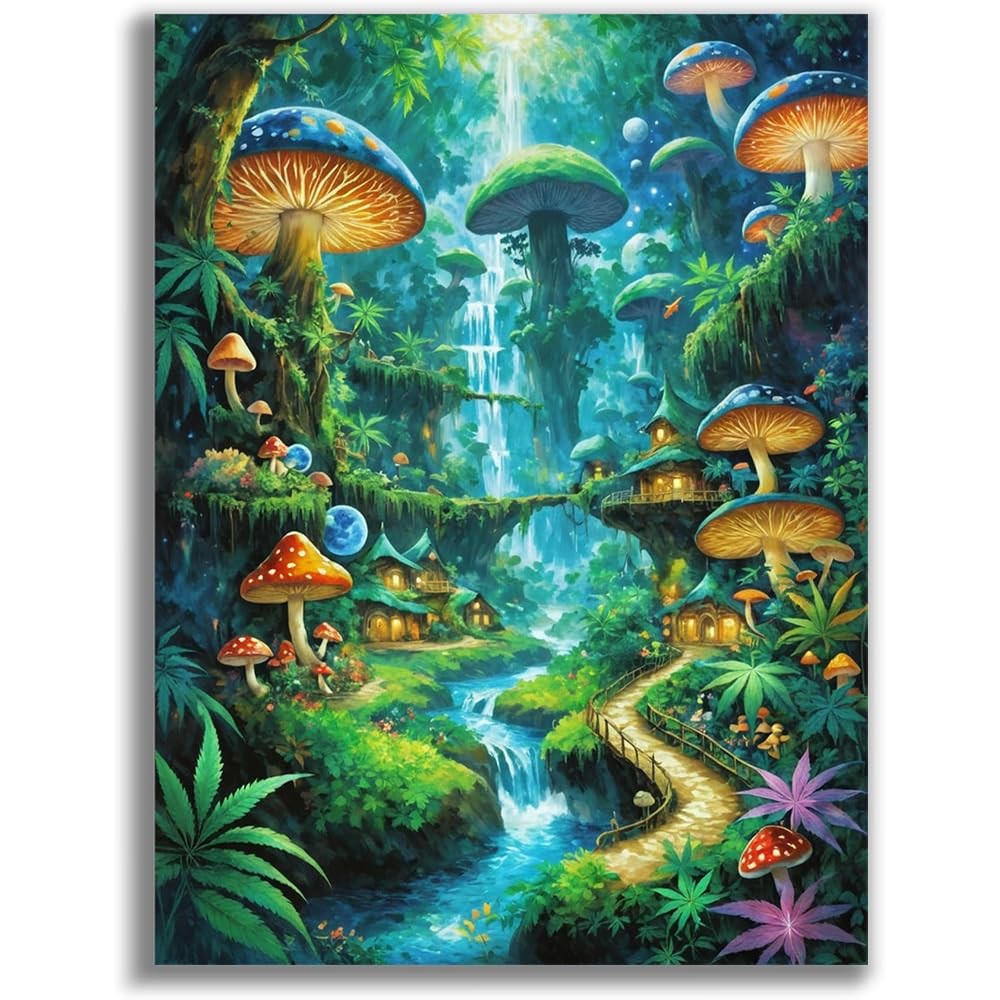 Diamond Art Kits for Adults,Enchanted Mushrooms Diamond Painting Kits for Adults
