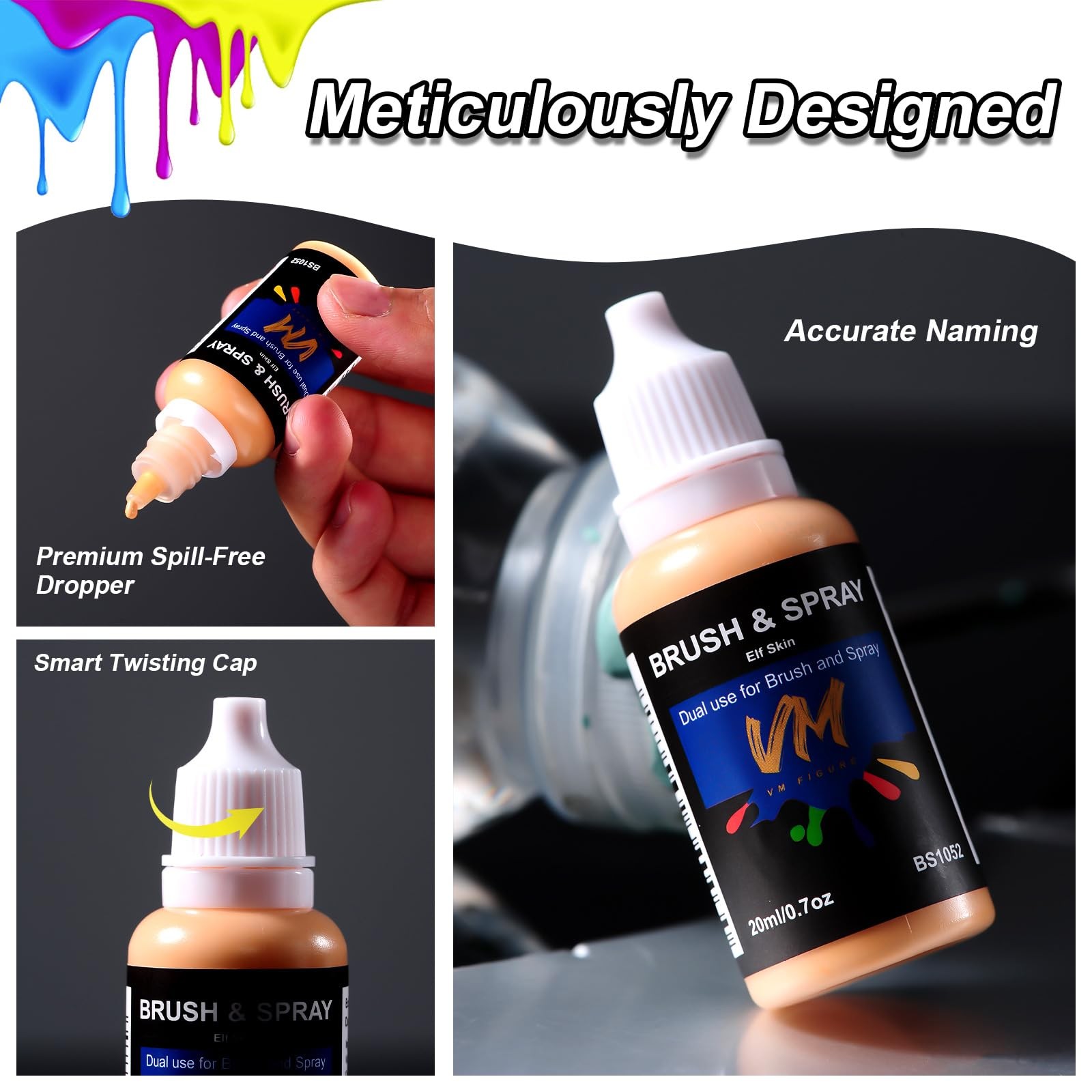 VM Basic Colors Miniature Paint Set – 20ml x 16 Bottles Basic Color Miniature…