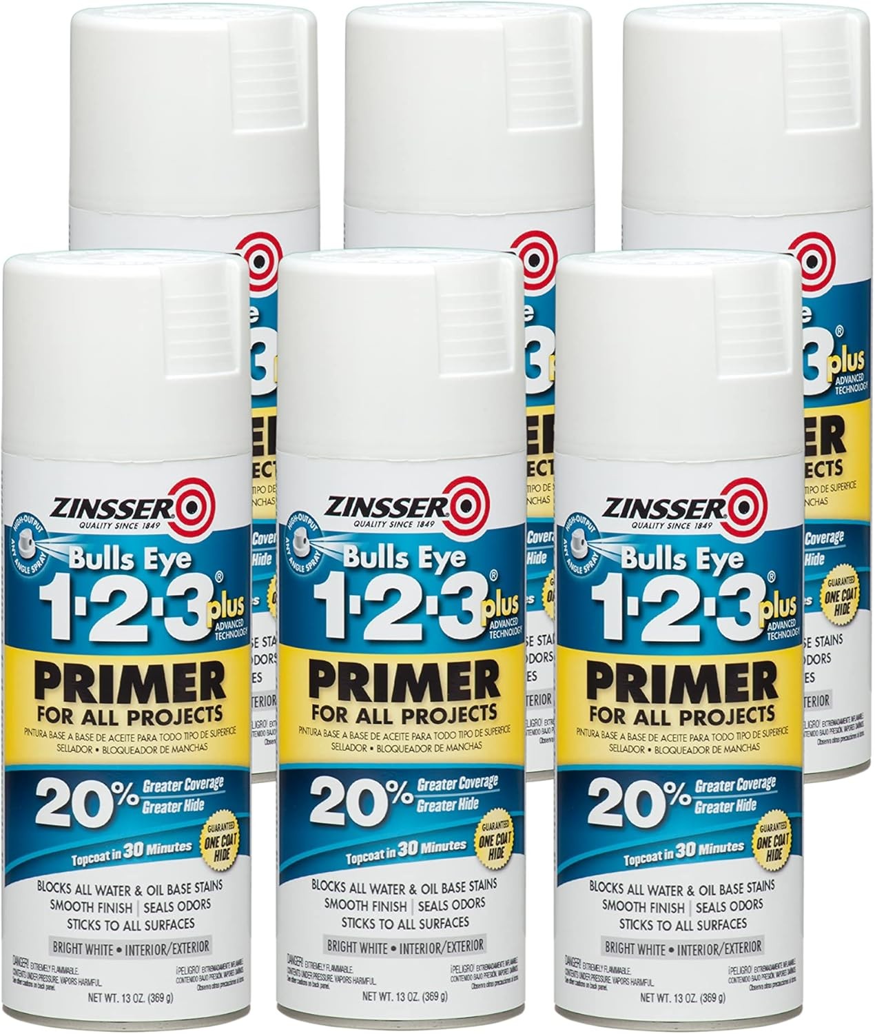 Zinsser 272479-6PK Bulls Eye 1-2-3 Plus Spray 13 Ounce (Pack of 6), White