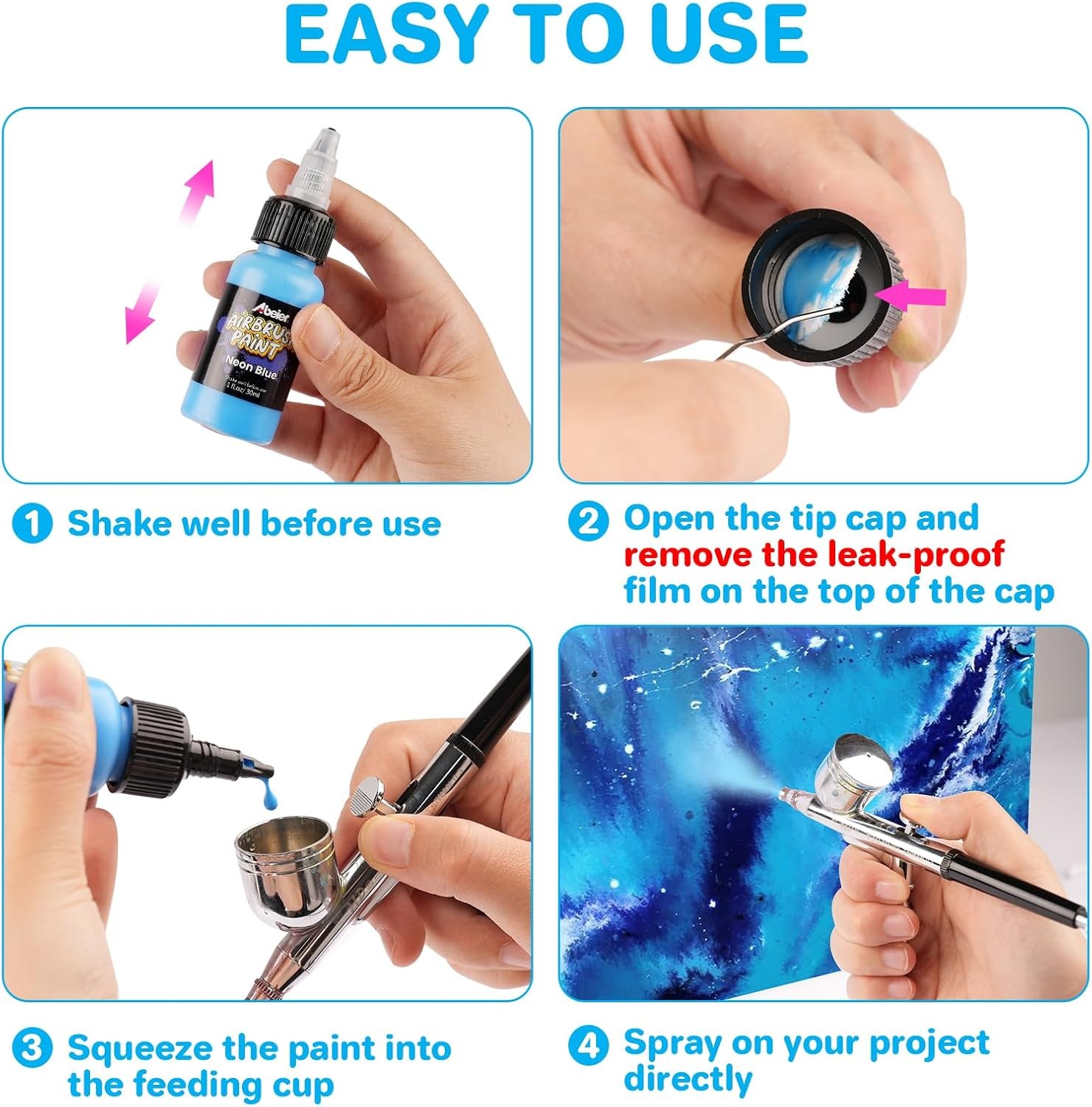 Airbrush Paint Set – 28 Colors +2 Thinners, Ready to Spray Acrylic Airbrush