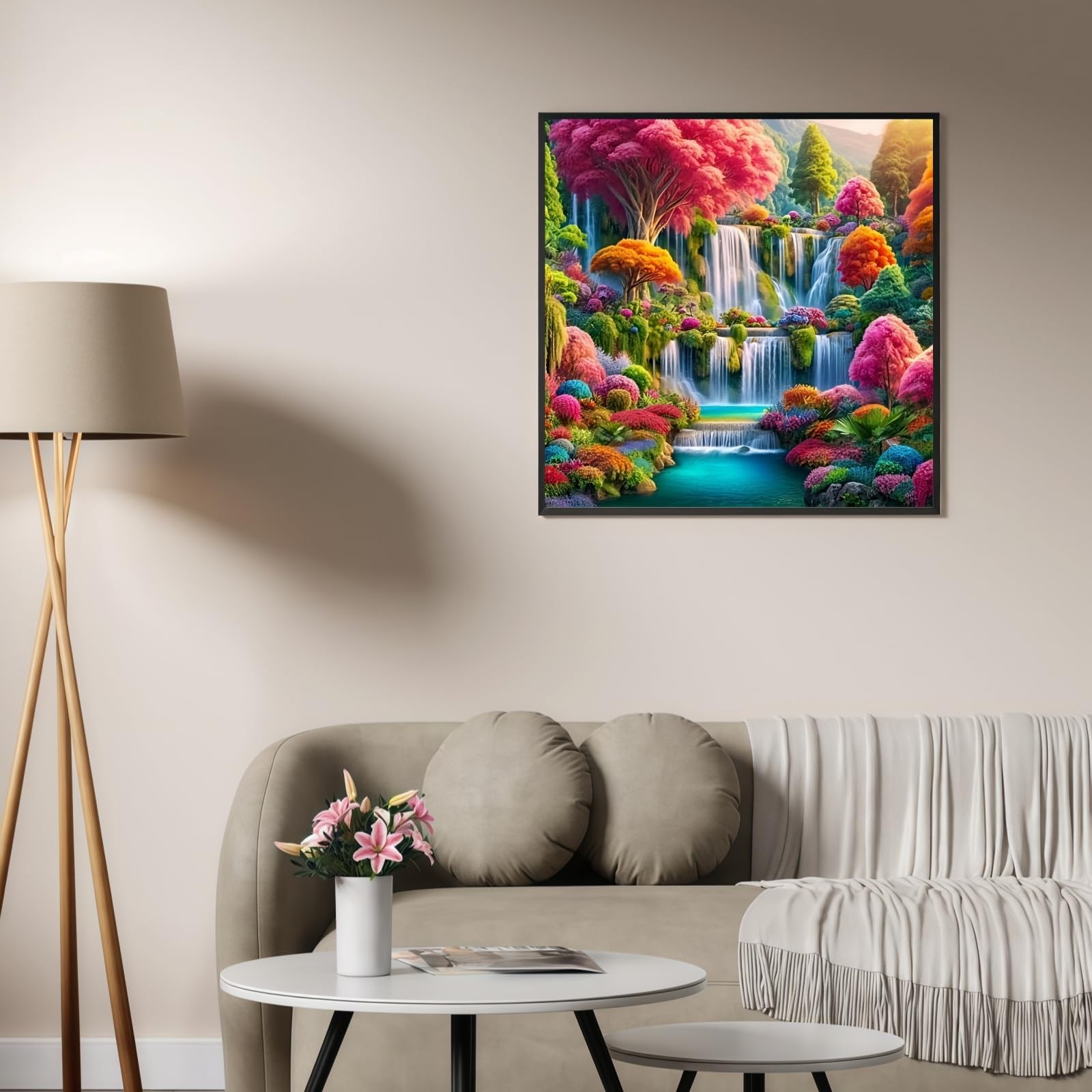 Diamond Painting Kits for Adults, Colorful Forest Waterfall 5D Diamond Art Paint