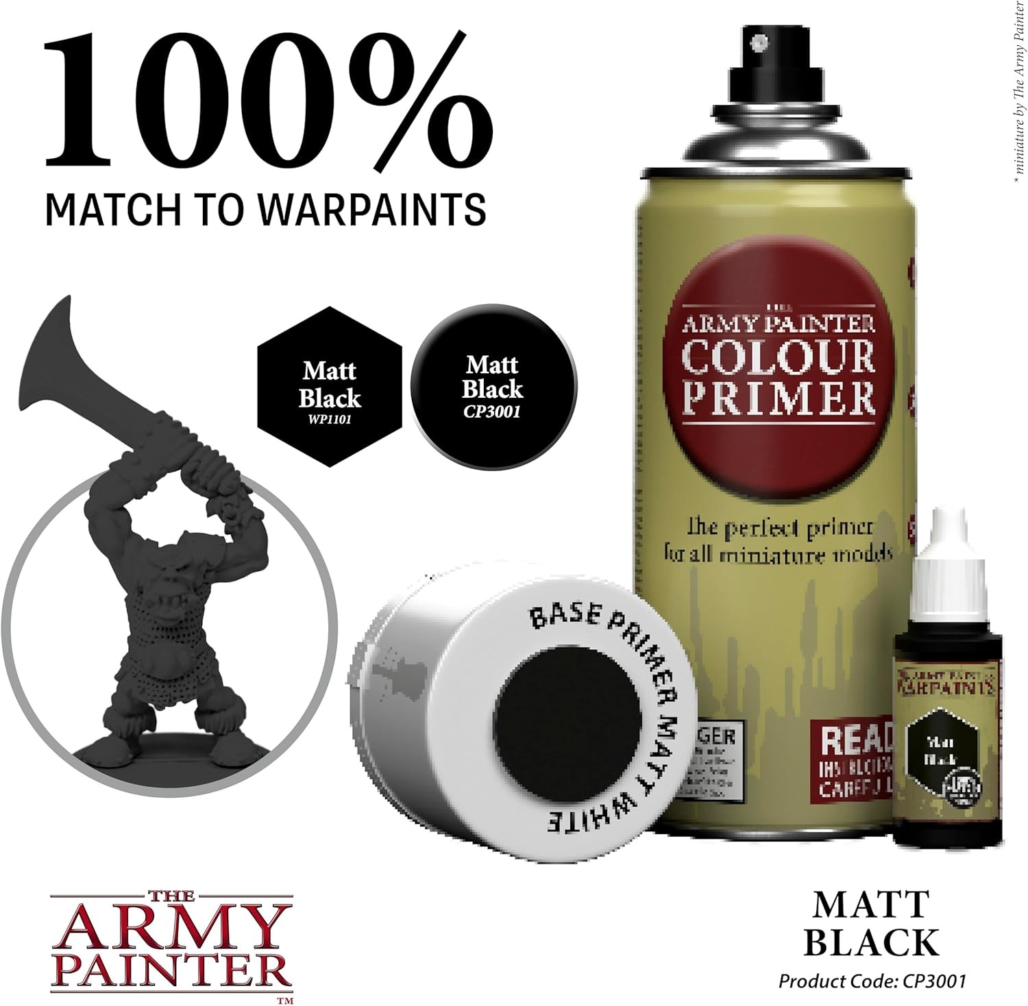 The Army Painter Base Primer Matt Black, 400 mL Acrylic Spray Primer, Spray Pain
