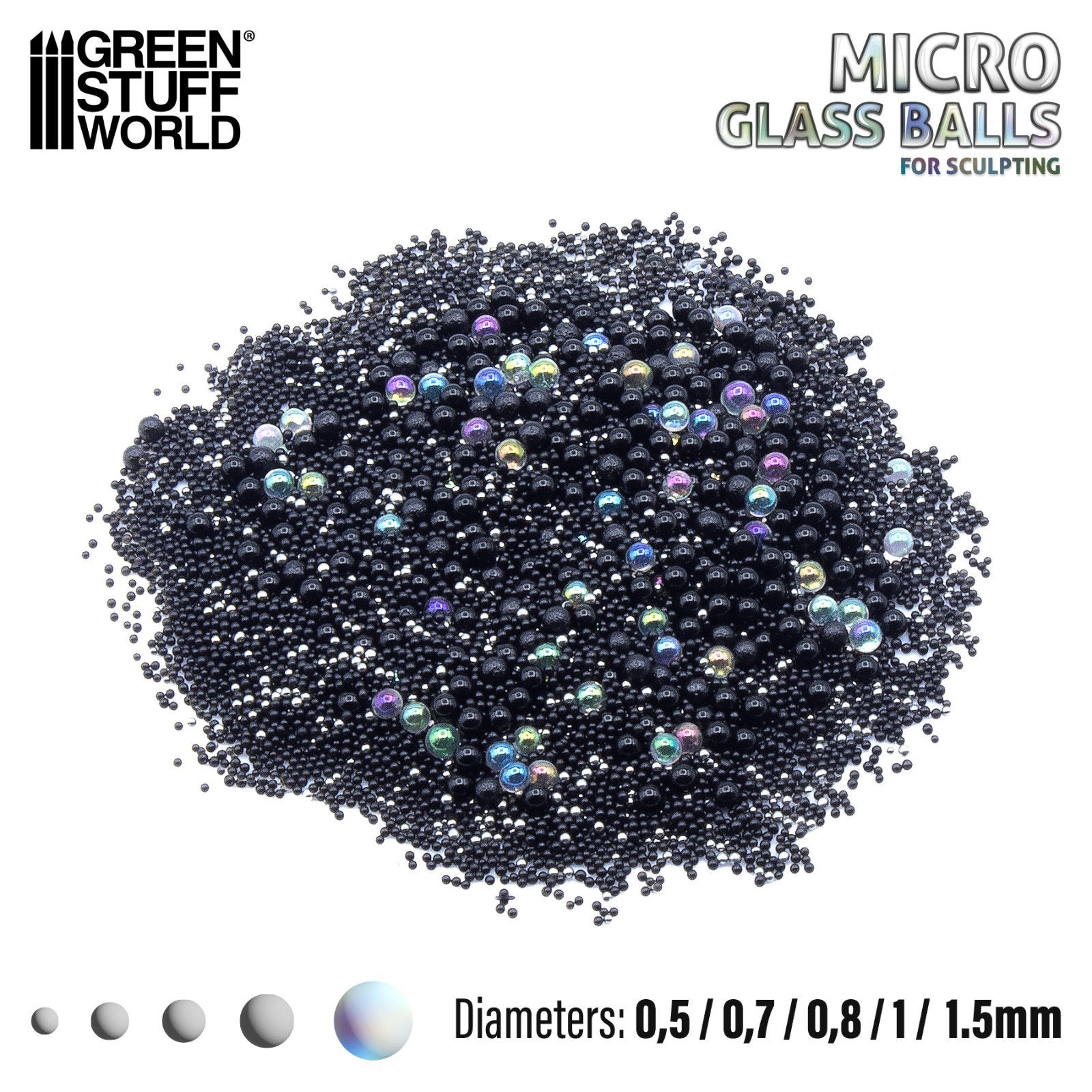 Mixed Micro Glass Balls (0.5-1.5mm) -small scales – eyes – rivets – buttons