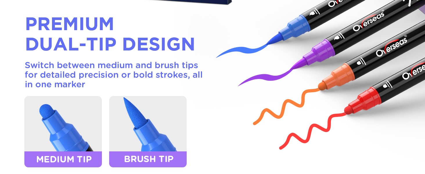 24 Dual-Tip Acrylic Paint Markers Pens – Acrylic Paint Pens with Brush and Dot