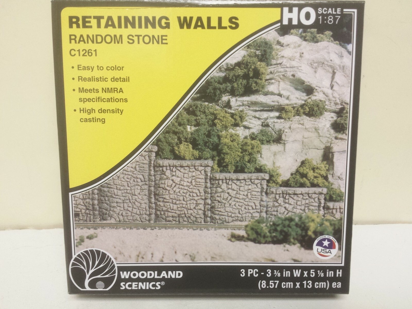 Woodland Scenics C1261 RANDOM STONE Retaining Walls 3 Sections HO Model Railroad