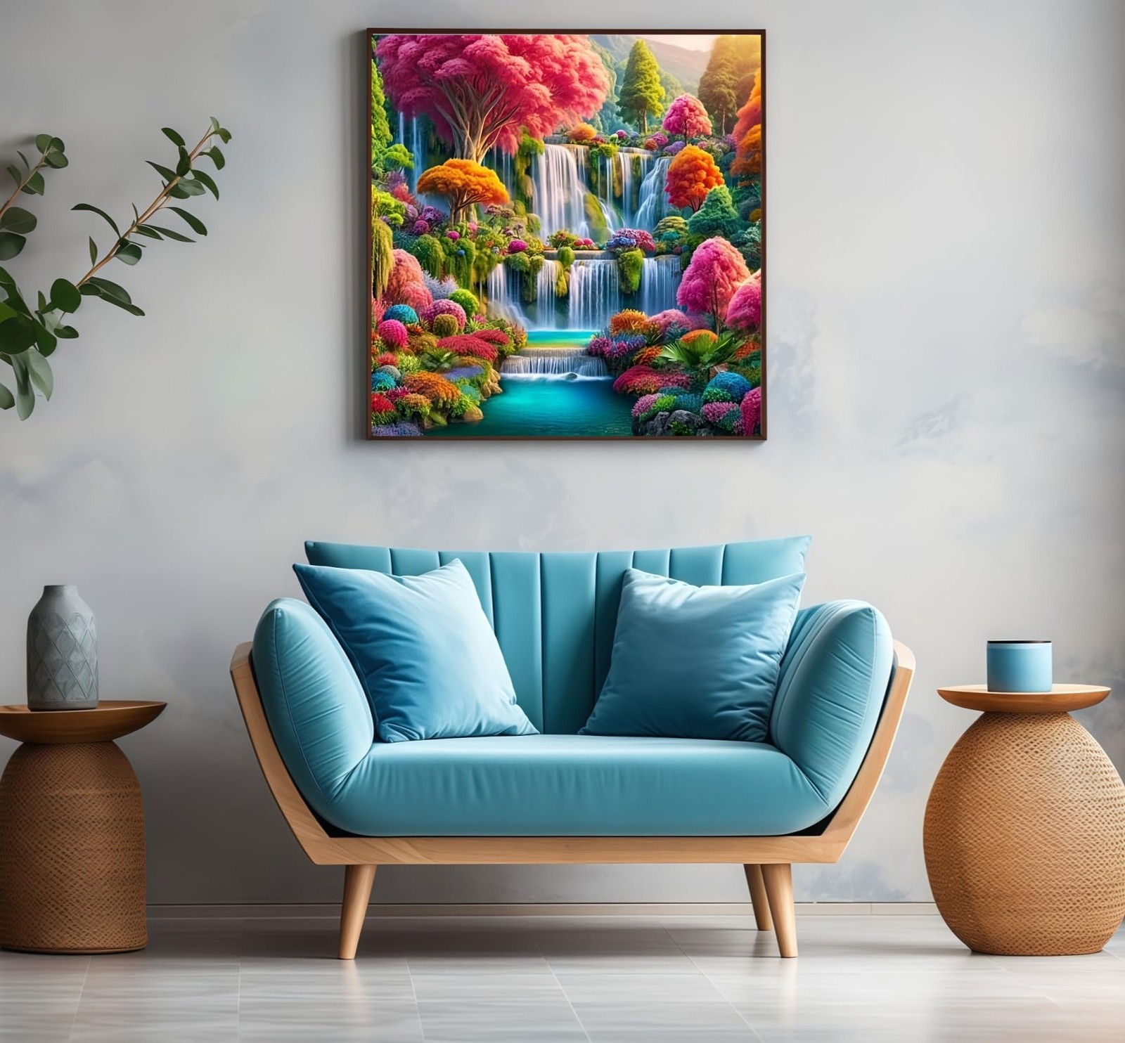 Diamond Painting Kits for Adults, Colorful Forest Waterfall 5D Diamond Art Paint